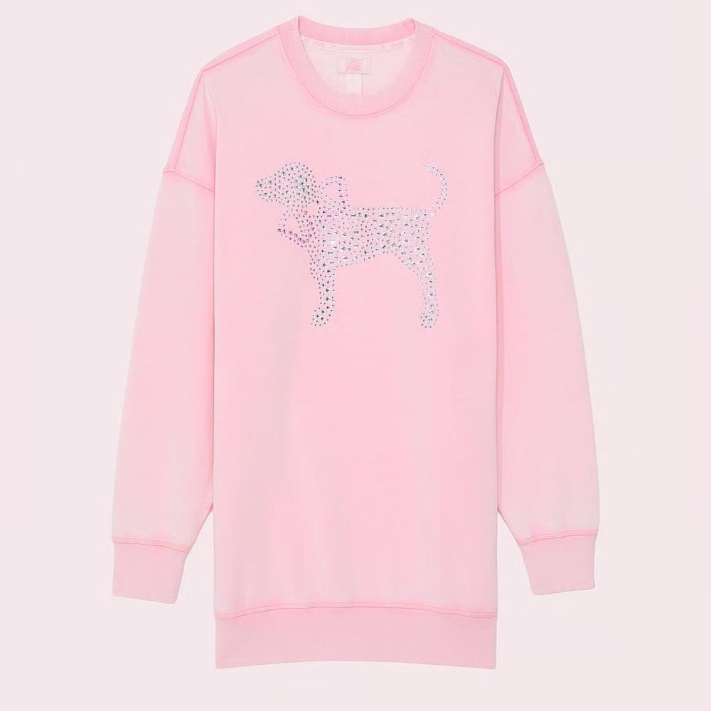 Victoria's Secret PINK x LoveShackFancy Crew Neck Dress in Pink Lollipop Wash
